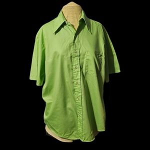 COPY - Vintage Men's Towncraft Plus, Penneys Bright Green Button Up Dress Shirt…